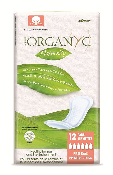 Organic Cotton First Day Maternity Pads - 12 Maternity Pads Per Pack